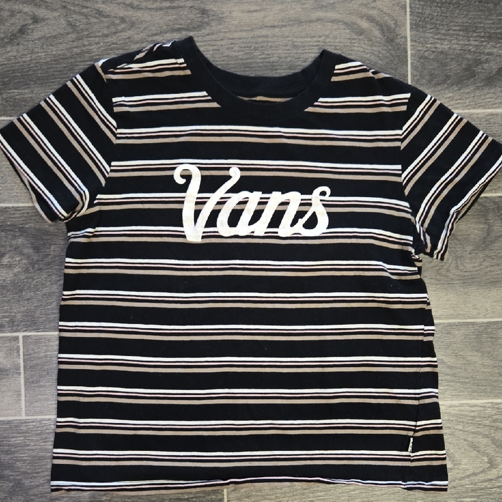 Vans Black and White Striped Short Sleeve Tee - Picture 2 of 3